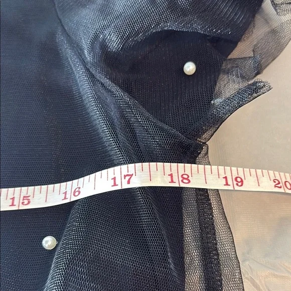 INC International Concepts Black Embellished Blouse with Sheer Sleeves - Picture 6 of 9